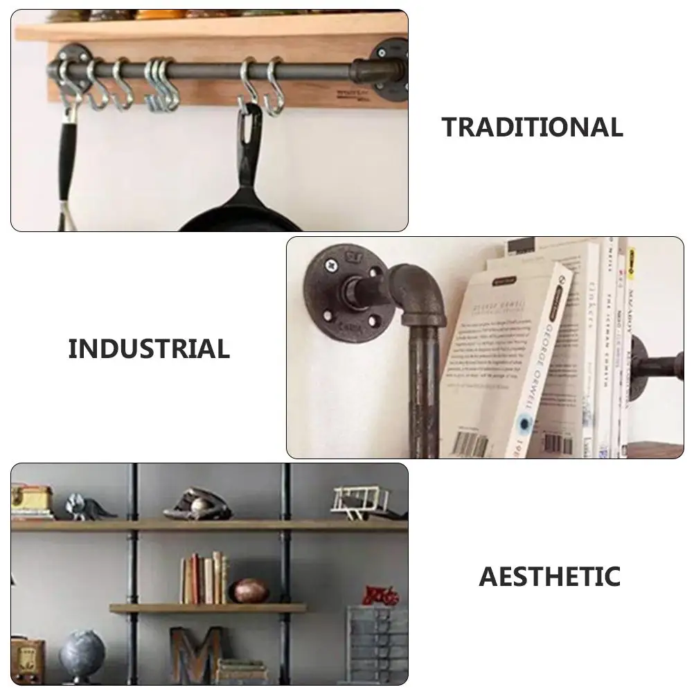 8 Pcs Floor Flange Home Malleable Iron Pipe Fittings Furniture Shelving Decor