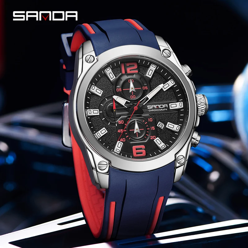 SANDA 2023 New Mens Watches Top Brand Fashion Multifunctional Dial Luxury Personality Men Quartz Watch Luminous Waterproof Reloj