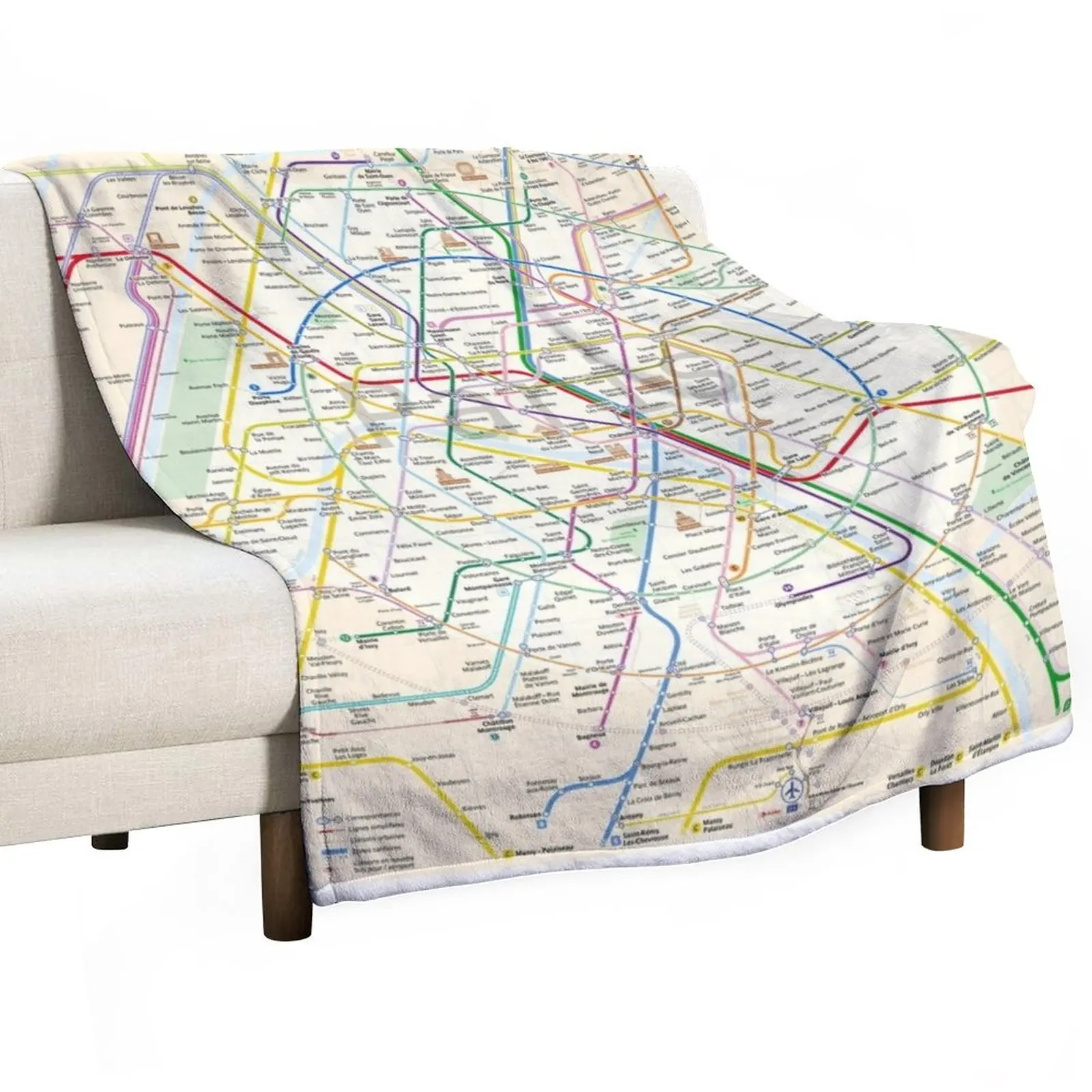 

Subway of Paris Throw Blanket Multi-Purpose Decorative Blankets manga