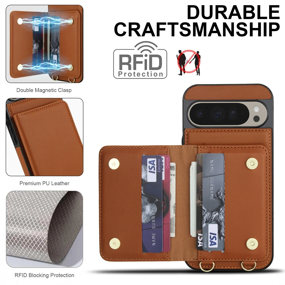 Versatile Crossbody Leather Wallet Case with Kickstand and Card Holder Strap