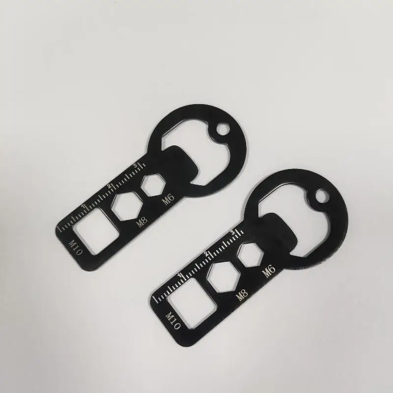 Versatile Stainless Steel Keychain Multi-Tool with Bottle Opener, Hex Wrench, Ruler, and Seat Belt Buckle