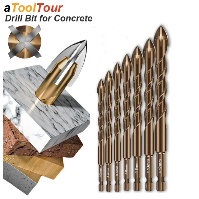 Forets à béton Mascirculant, verre, carreaux de céramique, brique, plastique, bois, alliage dur, ouvre-trou mural, tige hexagonale, 3mm à 12mm 1