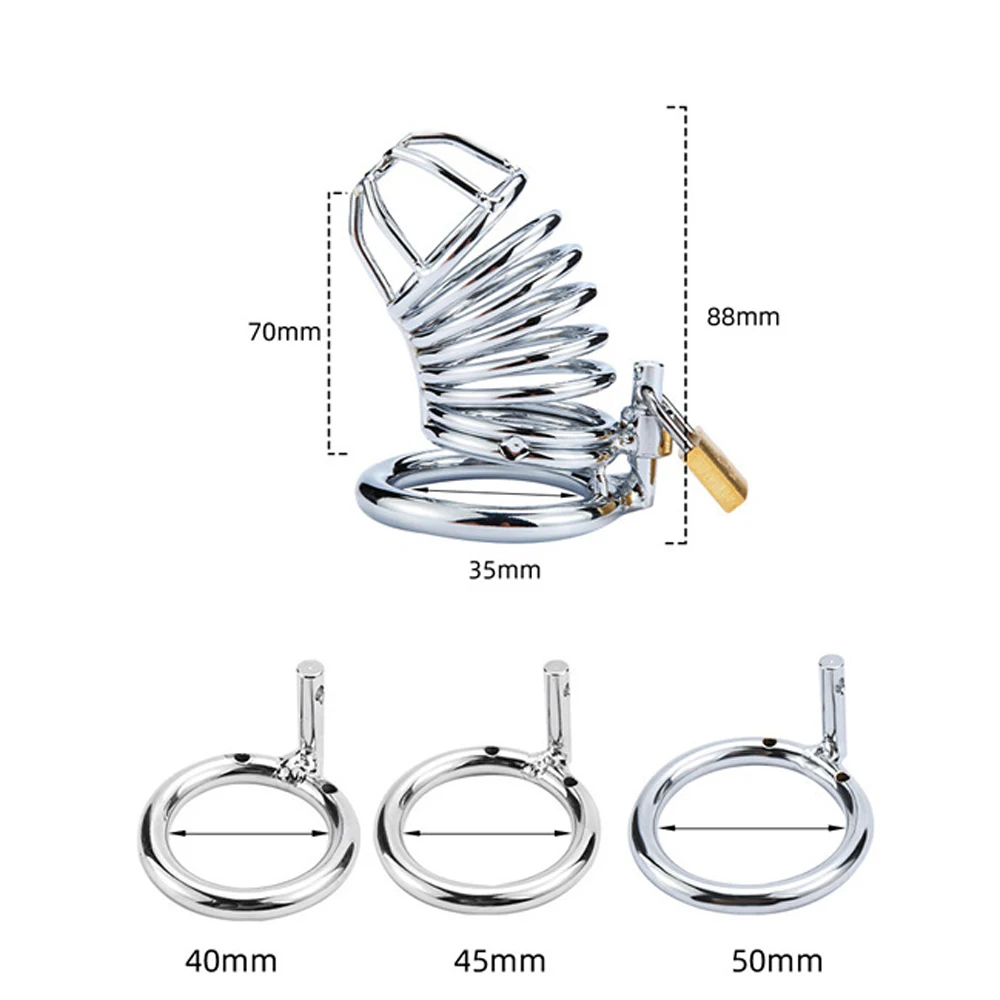 Metal Penis Ring Cock Chastity Cage Device Adult Games Semen Lock Penis Bondage BDSM Erotic Penis Chastity Cage Chastity Lock Sex Toy Chastity Cage Accessory Penis Cock Ring
