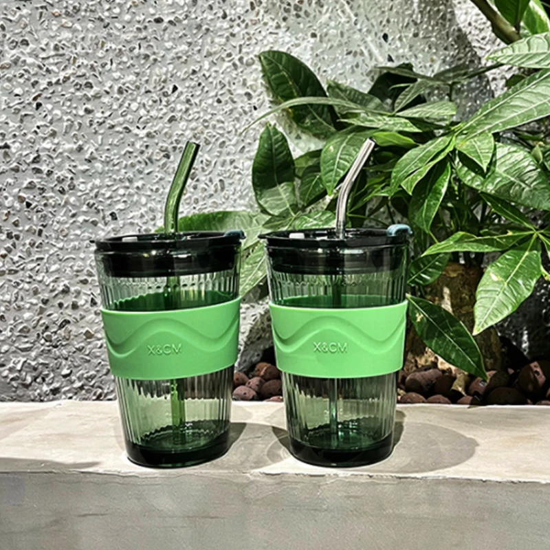 Tumblers with Lids and Straws Glass 12 oz Water Bottle Travel Mug for  water, juice glass cup and Clear Lid Straw Design - AliExpress