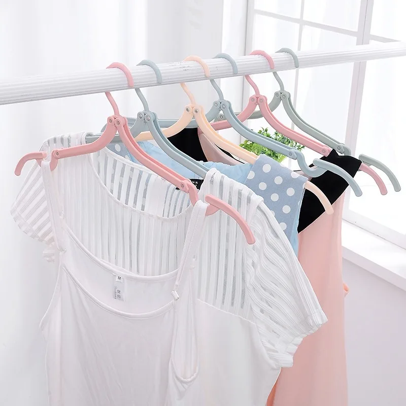 1/5pcs Folding Coat Hanger Colorful Plastic Coat Hanger Travel Backpack Saving Space Bedroom Cabinet Non-slip Coat Hanger 3