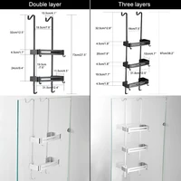 Black Hanging Bath Shelves Bathroom Shelf Organizer Nail-free Shampoo Holder Storage Shelf Rack Bathroom Basket Holder EL5018 2
