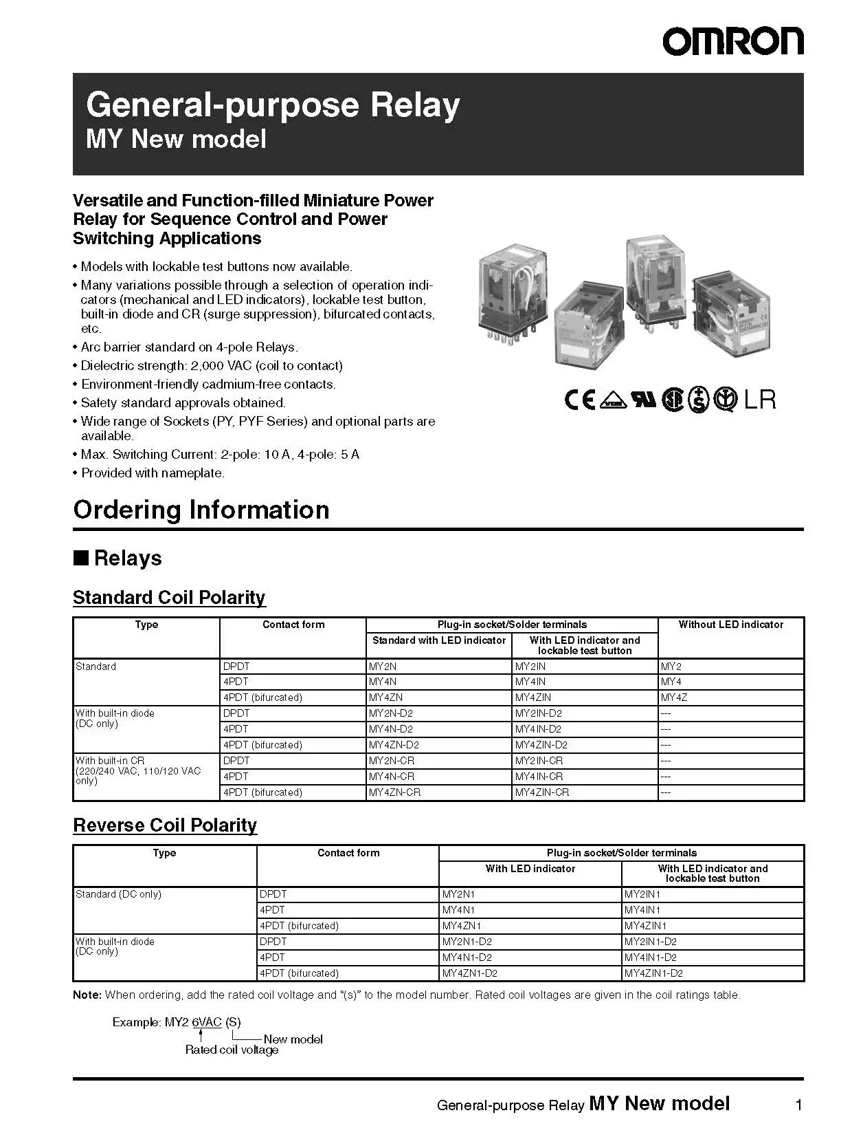Description Picture 2 of itemNew Authentic Original OMRON General-purpose Relay MY2N-GS MY4N-GS AC/DC12 24V 48V 110V 220V 12VDC 24VDC