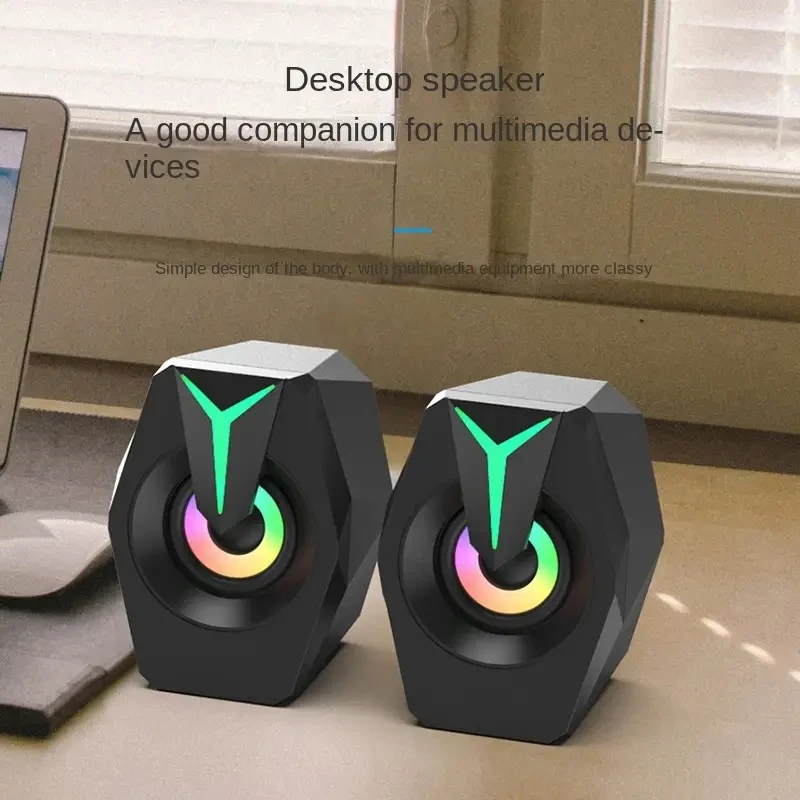 Computer Speaker Altavoces Para Ordenador Caja De Sonido Para PC Micr&oacute;fono Est&eacute;reo HIFI USB Con Cable Con Luz LED Ordenador De Escrit computer speaker