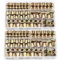 210/165/100PCS Box Rivet Nuts Carbon Steel M4 M5 M6 M8 M10 M12 Flat Head Rivet Nuts Set Hardware Multi Sizes Insert Rivet Nuts 1
