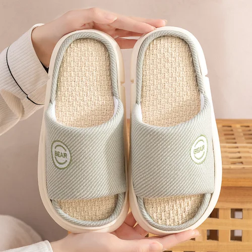 커플 홈 코튼 린넨 슬리퍼, 여성 실내 침실 부드러운 슬라이드, 편안한 남성 집 신발, 미끄럼 방지 통기성 플랫 4