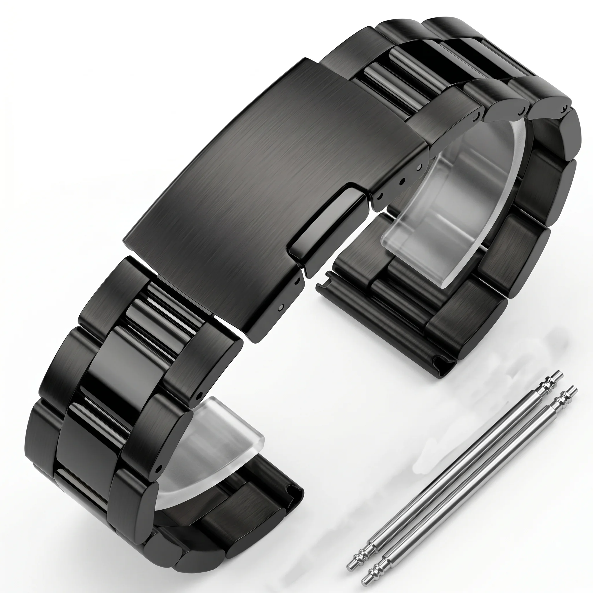 Stainless Steel Watch Band Strap - Silver, Gold, Black Bracelet - 18-24mm Adjustable Watch Accessory