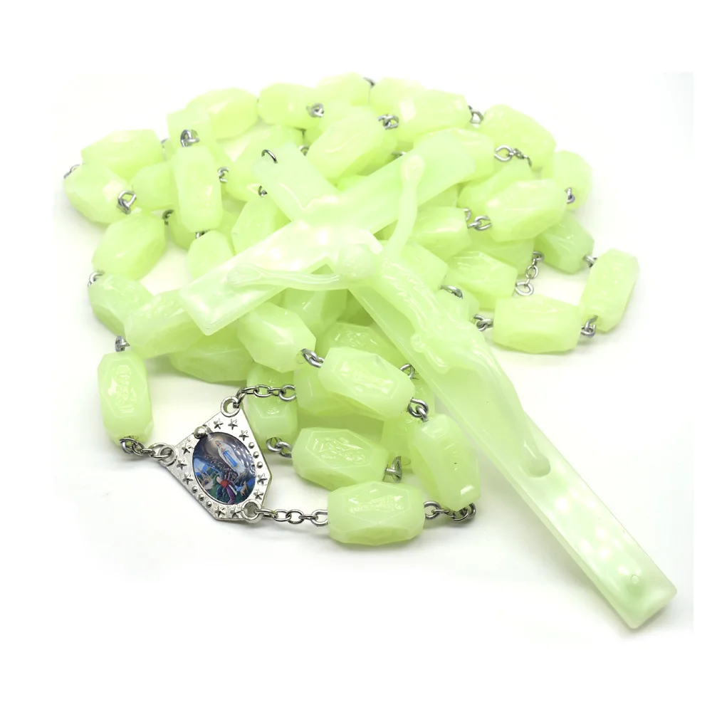 

1.5 * 3cm large luminous beads necklace hanging wall decoration cross wall Rosary
