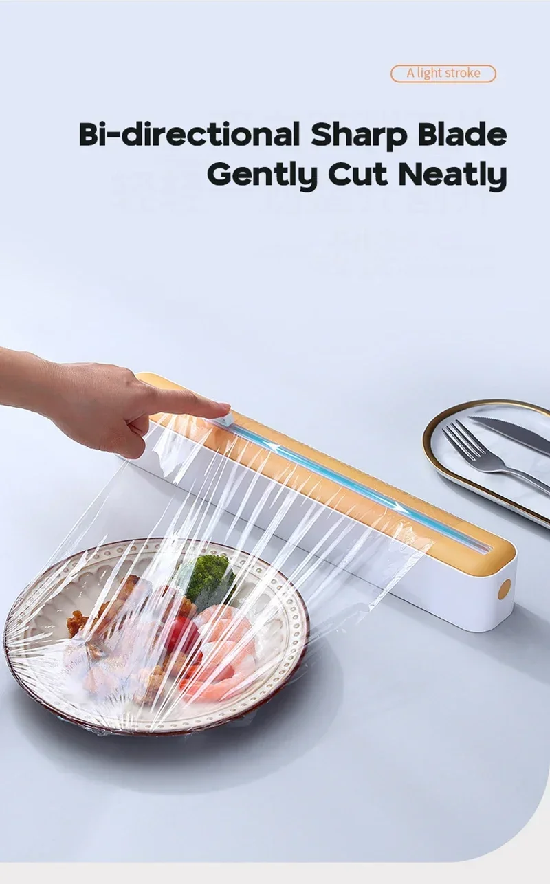 Description Picture 3 of itemPlastic Wrap Cutter Food Film Dispenser Adjustable Storage Cutting Box Creative Kitchen Tools Aluminum Foil Stretch Film Cutter