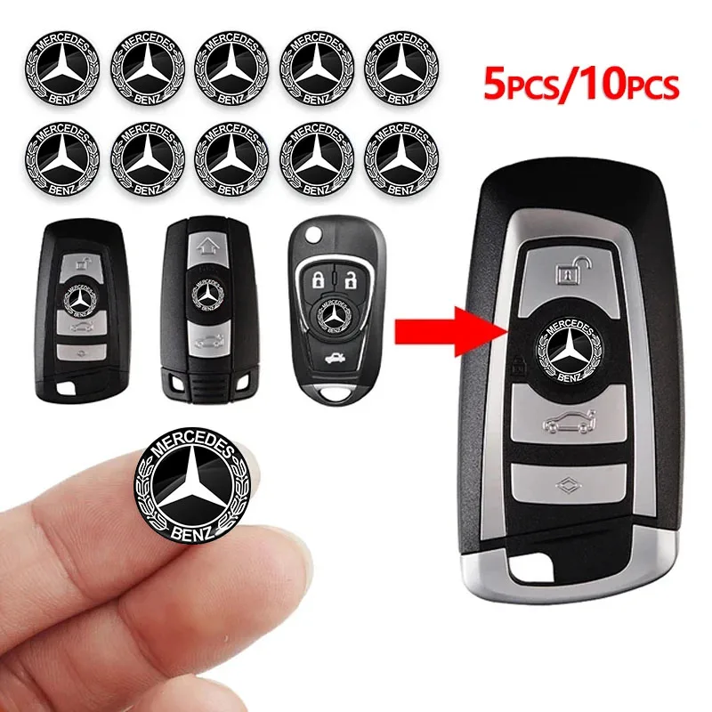 2/5/10/20Pcs 14MM Remote Car Key Stickers Emblem Accessories for Mercedes Benz New B/C/E Class A Class C200L GLC GLK CLA GLA