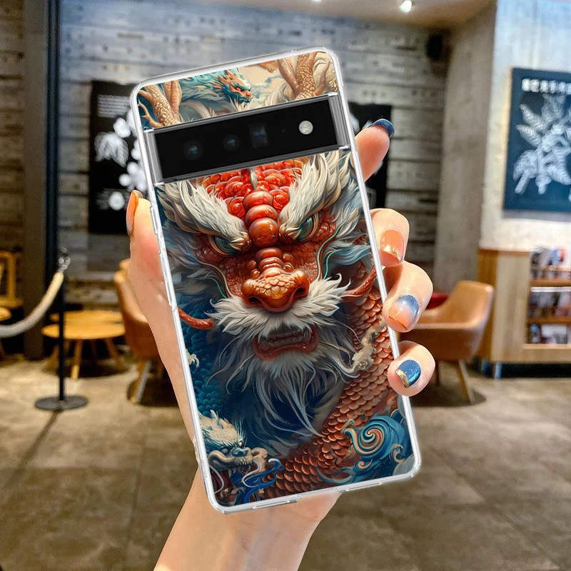 Cartoon Dragon Handy hülle Abdeckung für Google Pixel 8 7 6 5 4 4xl stoß festes Silikon 7a 6a 5a 4a 3a 3axlpro 5g transparente Hülle – Detail 4