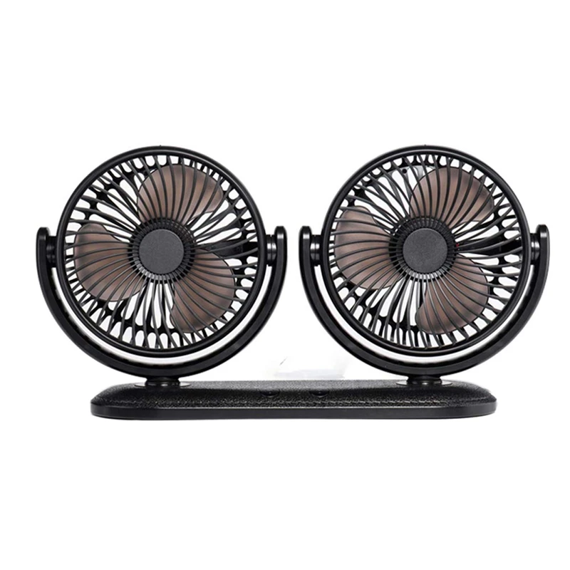 Portable Mini Car Fan, Rotatable Air Cooling Dual Head USB Fans For