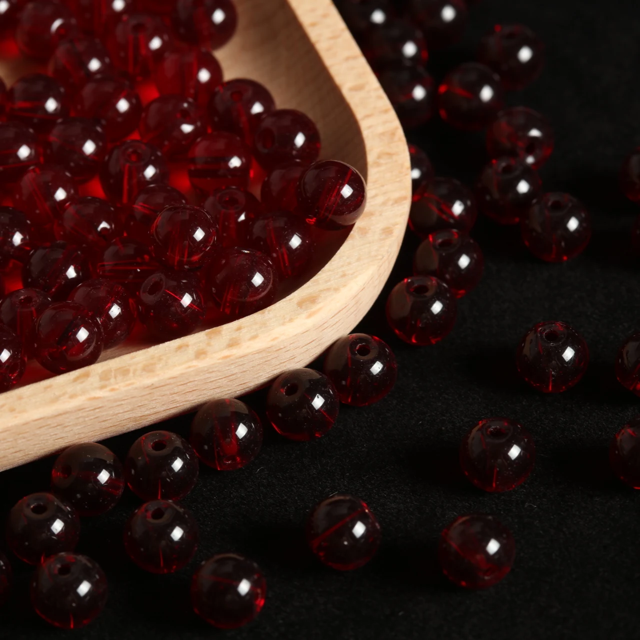 8mm Opaque Wine Red Round Glass Beads