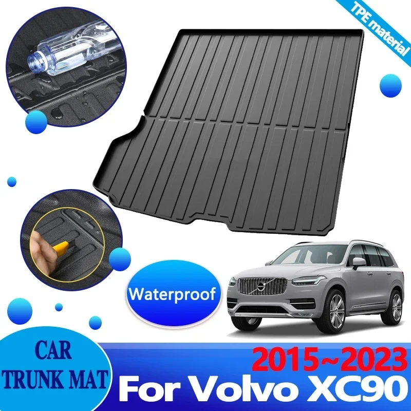 

Car Trunk Mats for Volvo XC90 Accessories 2015~2023 Trunk Cover Anti-dirty Waterproof Carpet TPE Cushion Upholstered Storage Pad