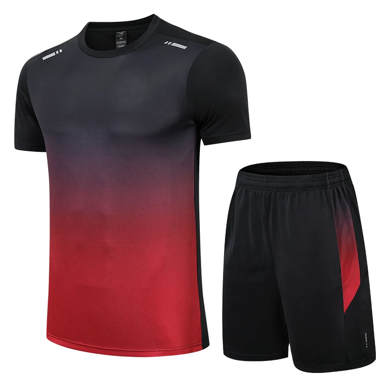 Completo Sportivo Estivo da Uomo: T-shirt a Maniche Corte con Sfumature ad Asciugatura Rapida e Pantaloncini per Allenamento, Basket e Corsa - immagine 4