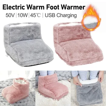USB Electric Heater Foot Warmer Heated Comfort Fleece Suede Cushion Couple Warm Foot Cover Feet Heating Pads For Home Sleeping 1