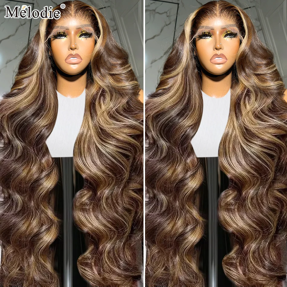 Melodie Brazilian Body Wave Highlight Lace Front Human Hair Wigs Water Deep Wave Ombre Blonde Colored 13X6 HD Lace Frontal Wig lace front wigs