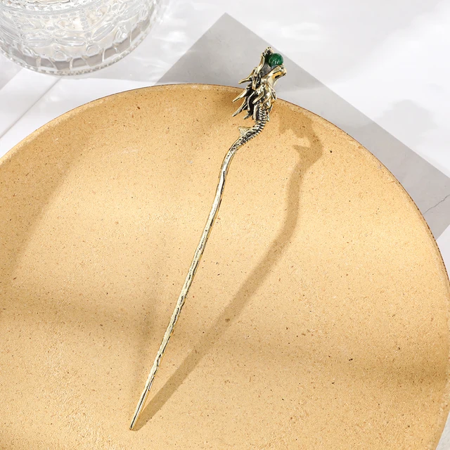 4 Forcine A Spada Vintage In Metallo - Accessori Capelli Cinesi Con Gemma Rossa (20,5 Cm) - Foto 8