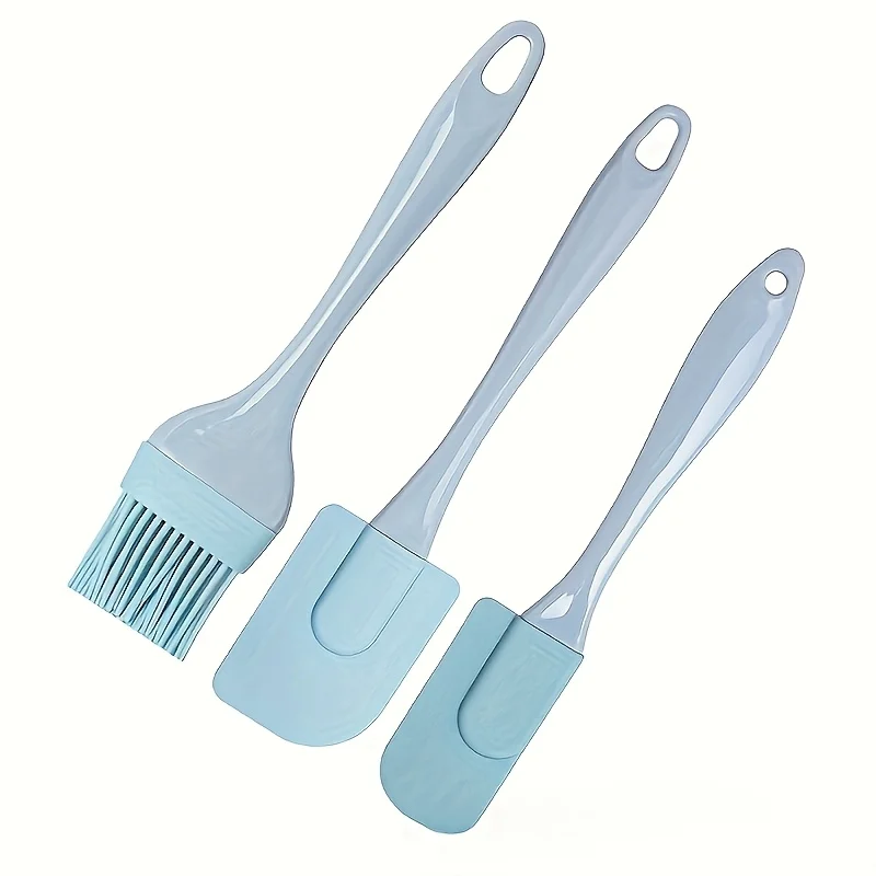 Lot de 3 spatules à crème, spatules à beurre, mélangeurs et pinceaux à huile en silicone tout-en-un pour la pâtisserie et la cuisine