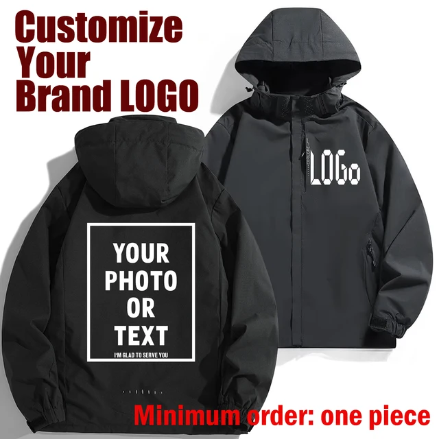 DIY Custom Brand Logo Autumn Jacket Men Waterproof Warm Windbreaker Casual Clothes Men Black White Gray Blue Jacket Outdoor 1