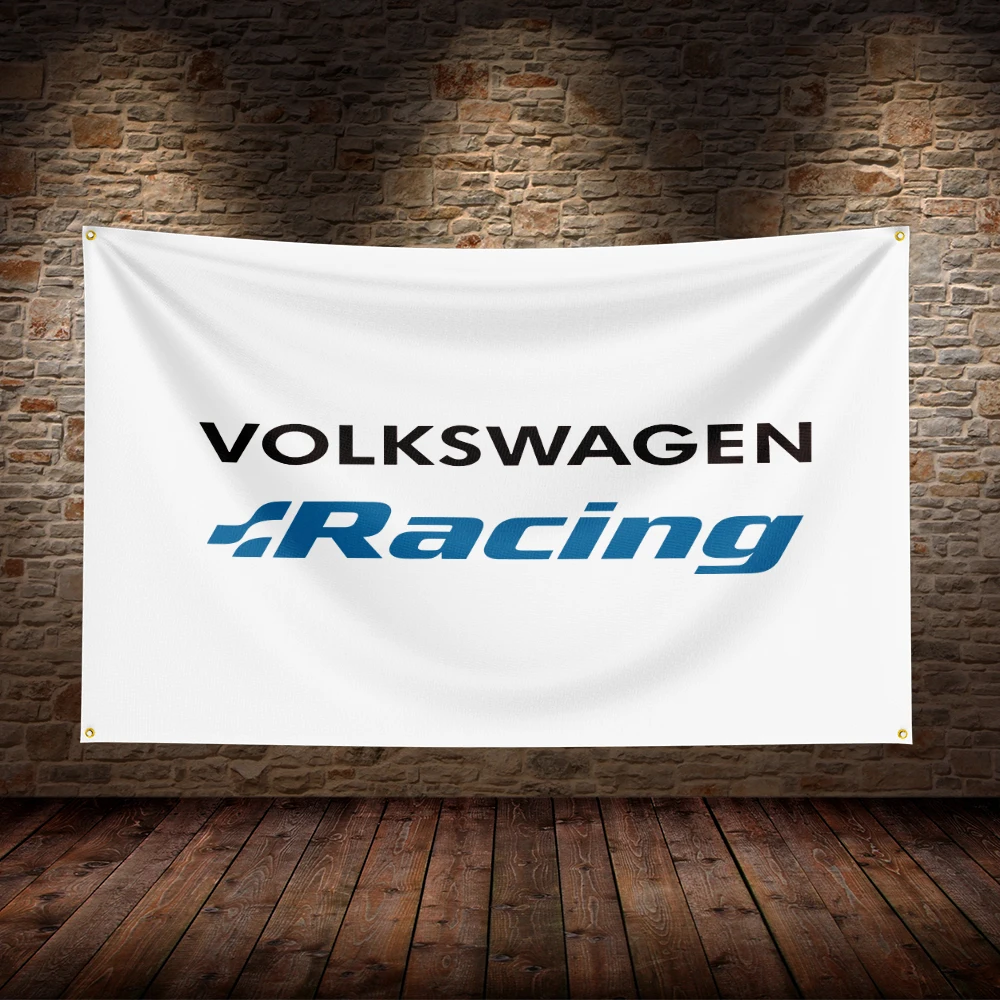 3X5Ft VW Racing Car Flag Polyester Printed Car Banner For Decor