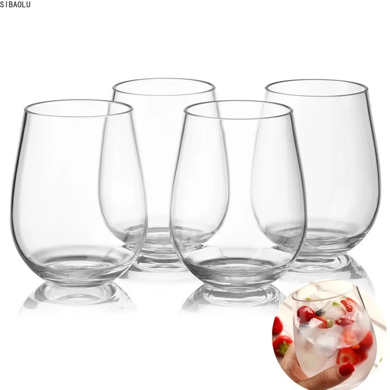 4 Pieces/set of Sturdy American Tritan Plastic Red Wine Glass, Transparent Juice Beer Glass, Shatterproof Plastic Cuptritan