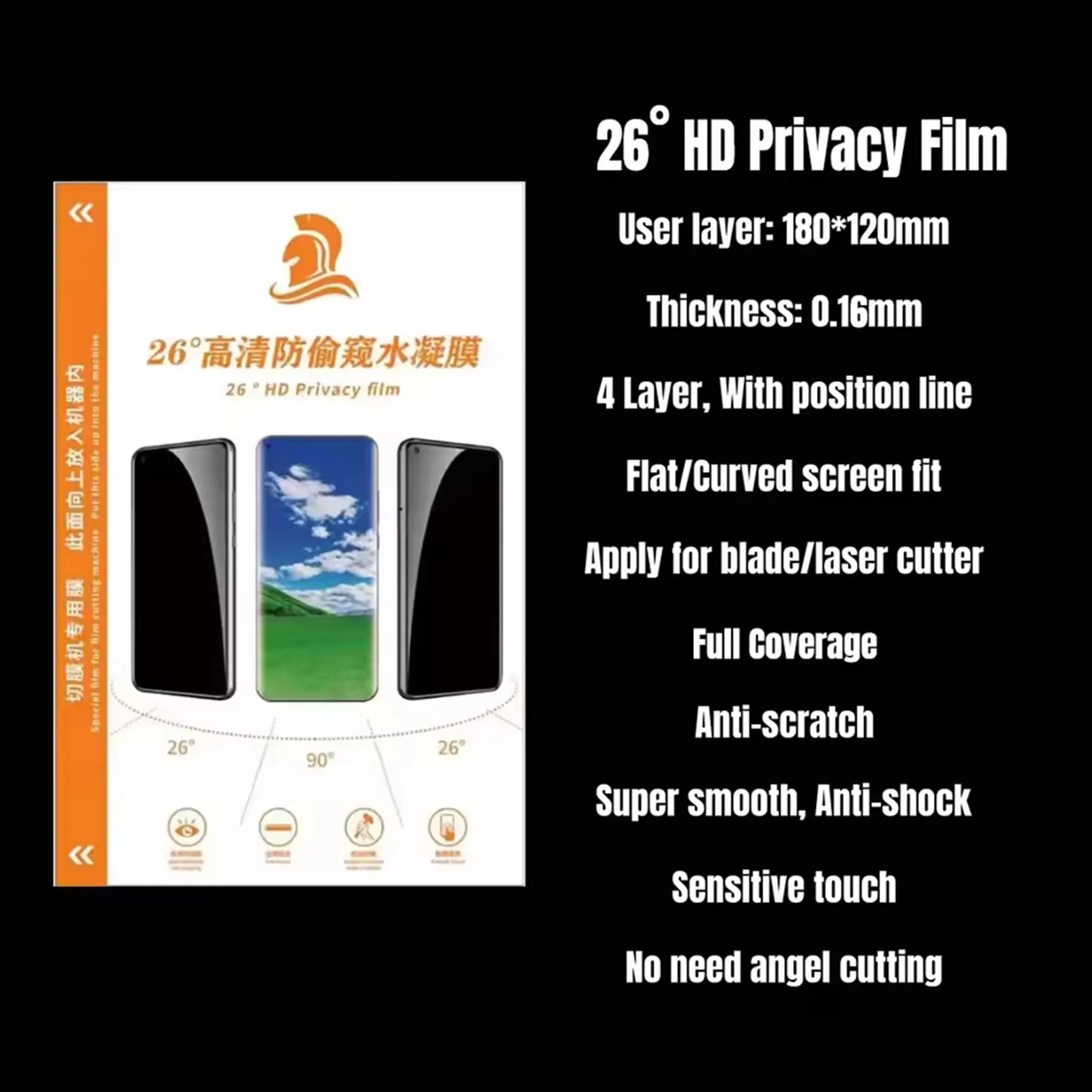 50pc Universal TPH HD Matte Privatsphäre Blueray Schnelle Reparatur TPU Flexible Hydrogel Film Für Flache Kanten Hydrogel Film Schneiden maschine – Detail 20