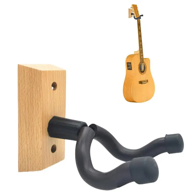 GuitarHangersHookWoodGuitarWallDisplayBracketReusableHardWoodBaseGuitarWallHooks