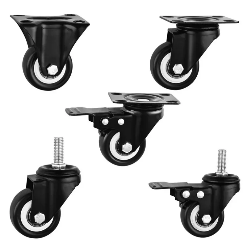 4 Pcs 1.5/2/2.5/3 Inch Black Gold Diamond Casters, Screw Rods, Universal Wheels, Brakes, Furniture , Bearings, Rollers, Silent
