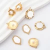 Wholesale 4Pcs/lot Stainless Steel Imitation Pearl Shell Irregular Charms for DIY Jewelry Making Pendant Necklace Accessories 2