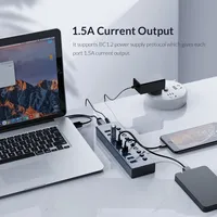 ORICO Aluminum Powered USB3.0 HUB 7/10 Ports USB Extension with Switches 12V Power Adapter Support BC1.2 Charging Splitter 2