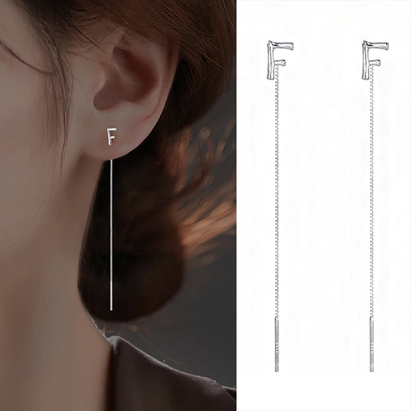 Fashion Stud Earrings English Letters for Women Temperament Light Luxury Tassel Drop and Studs Letters A-Z Simple Gifts