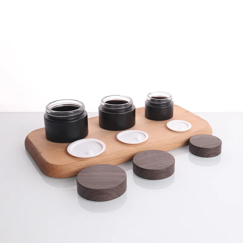 1X 5/10/20/30/50/60/100g Empty Black Glass Refillable Bottles Makeup Jar Pot Travel Face Cream Lotion Vials Cosmetic Containers 2
