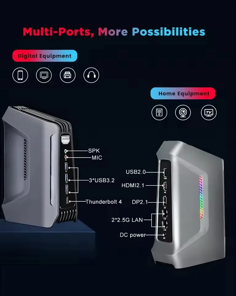 Topton 2x2.5G LAN F12 AI Gaming Mini PC 15th Gen Intel Core Ultra