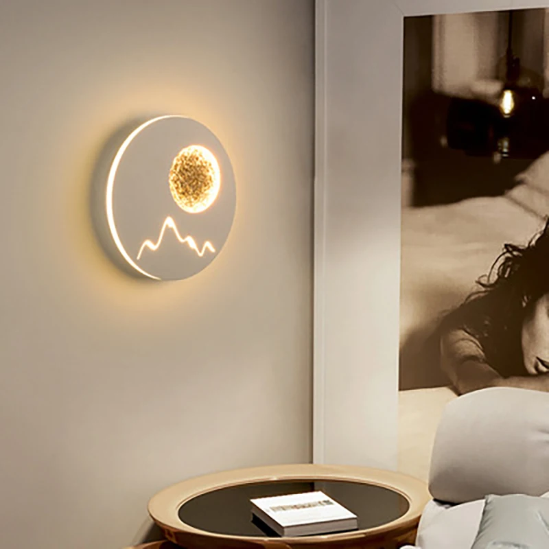 

Прикроватная настенная лампа ZK50 для спальни, современный простой креативный круглый квадратный светильник для коридора, фоновая настенная лампа для гостиной, 22 Вт