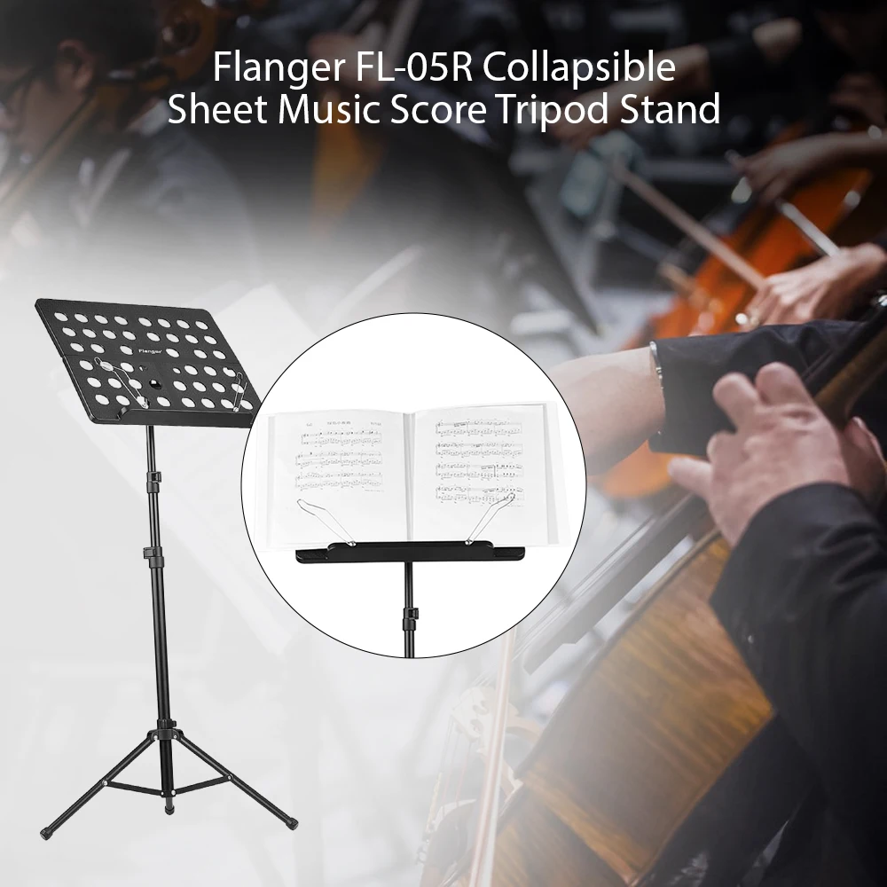 

Flanger Collapsible Sheet Music Score Tripod Stand Lightweight Holder Bracket Aluminum Alloy with Water-resistant Carry Bag