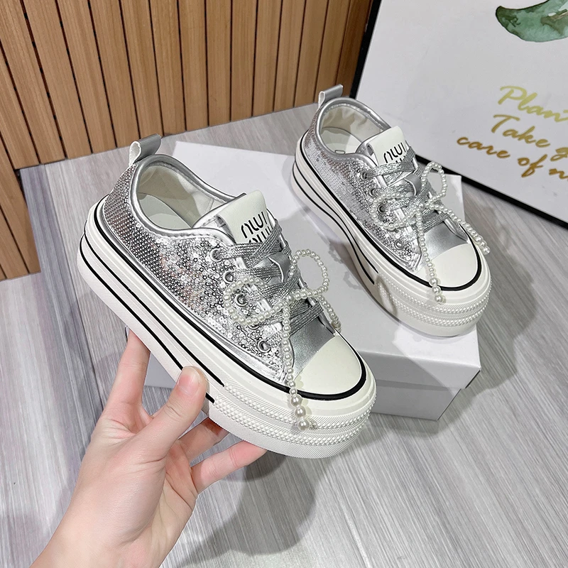 CNMR Sport Brand Running Shoes for Women Silver Girl Luxury Skateboard Sneakers Height Increasing Athletic Travel Shoes Women 2