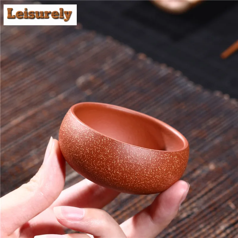 2 Pcs/set Authentic Yixing Purple Clay Teacup Handmade Smelling Tea Bowl Pu'er Master Cup Dragon Blood Sand Zisha Tea Set 60ml