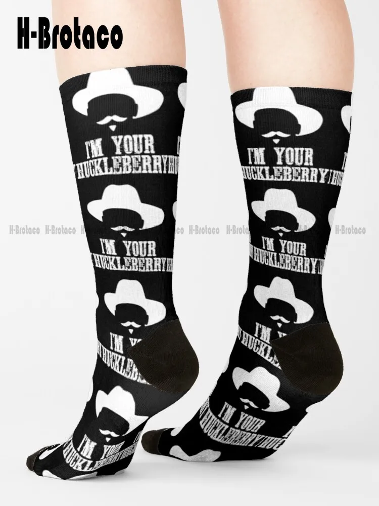 

Say When I'M Your Huckleberry T-Shirt Socks White Socks Mens Comfortable Best Girls Sports Retro Cartoon Street Skateboard Socks