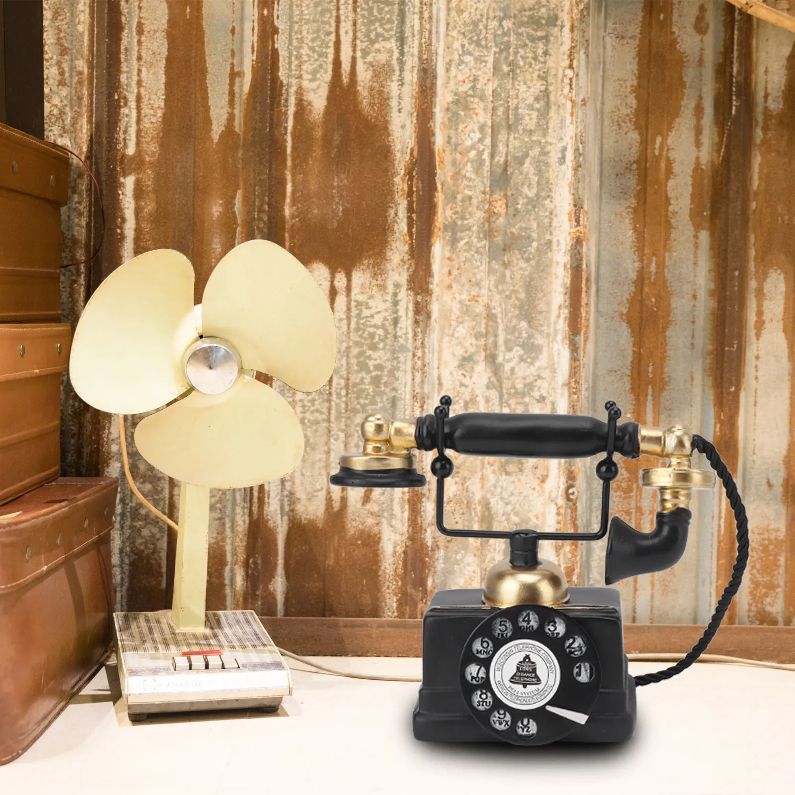 【New】Large Retro Decorative Phone Model Resin Vintage Rotary Telephone Decor Statue Decoration for Cafe Bar Window Decor