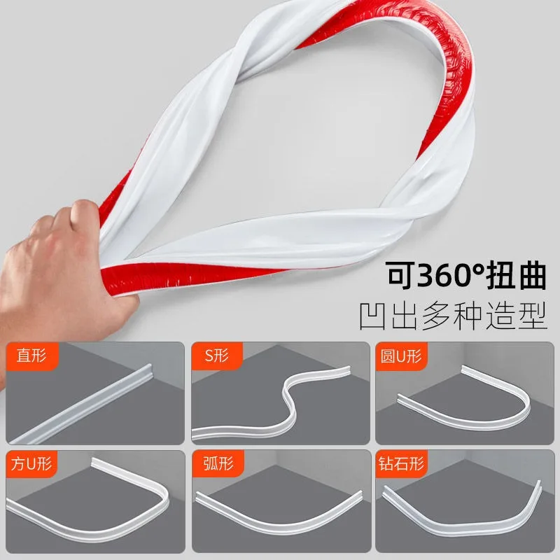 Bathroom Water Stopper Blocker Shower Dam Retaining Non-slip Dry And Wet Separation Flood Barrier Door Bottom Sealing Strip 1-2M door seal strip sealing strip tape waterproof tape window seal strip rubber seal strip rubber door weatherstripping door weatherstripping door draft stopper