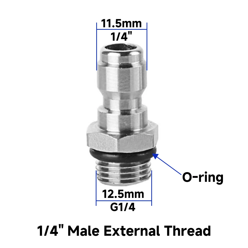 Stainless Steel Quick Connect Pressure Washer Coupler - 1/4 Inch Male & Female Threaded Accessories