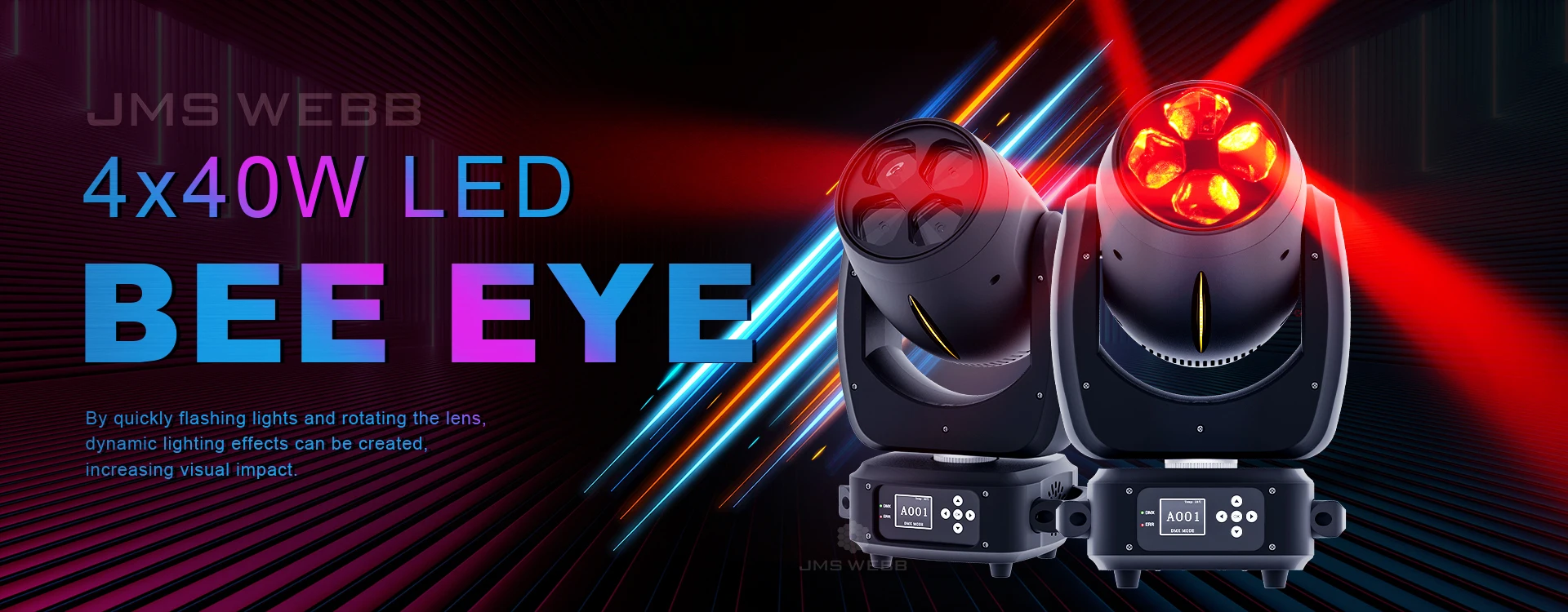 2PCS JMS WEDD 4x40w RGBW 4in1 LED Moving Head Wash Beam Zoom Bee Eyes Light For DJ Disco Wedding Party Stage Lights Effect – Detail 2