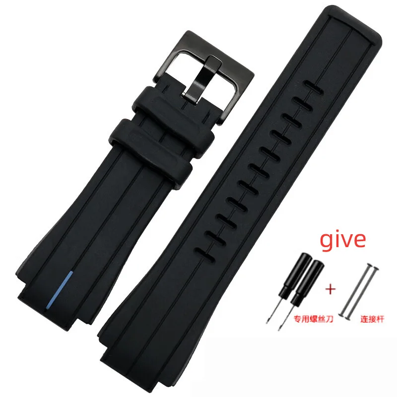 Timex Black Waterproof Silicone Sports Strap - High Quality Rubber Band, 24mm