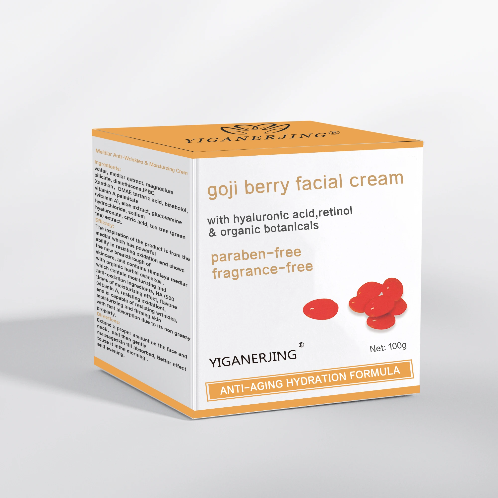 2Pc YIGANERJING Wolfberry Face Cream Herbal Facial Cream Rejuvenate Skin Whitening Anti Wrinkle Aging Moisturizing Skin