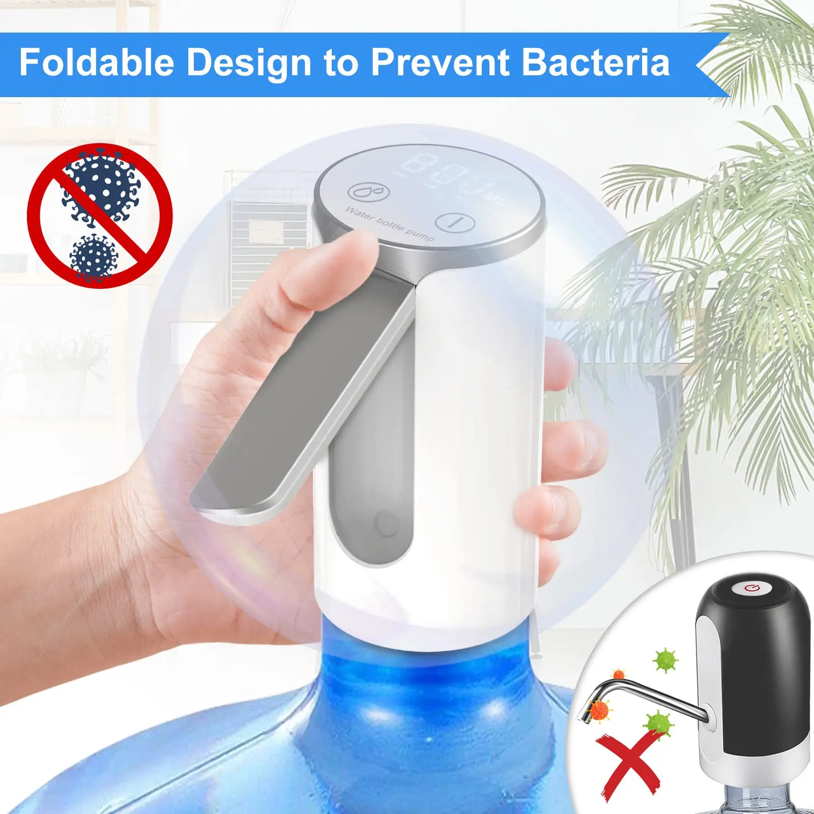 LED Display Water Dispenser Touch Button 3 Quantitative Settings Drinking Water Pump Type C Charging Foldable Dispenser water dispenser